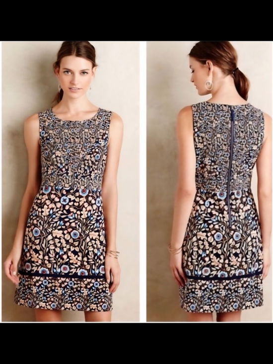 Maeve Dresses & Skirts - Maeve Anthropologie Brindle Sleeveless Floral Blue Sheath Dress